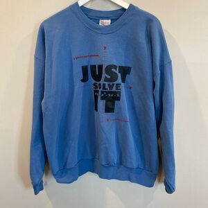 Vintage Hanes Activewear Just Solve It Math Humor Crewneck Blue XL Pullover